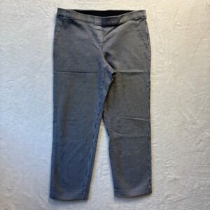 J Jill Pants Women Sz 16 Black Gingham Plaid Ankle Pull On Elastic Waist Stretch